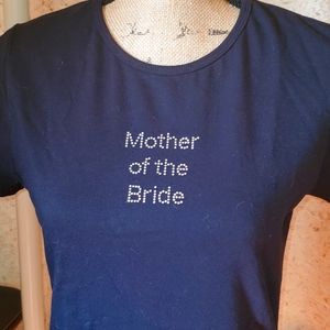 Black shirt Mother of the bride sign with silver rinestones